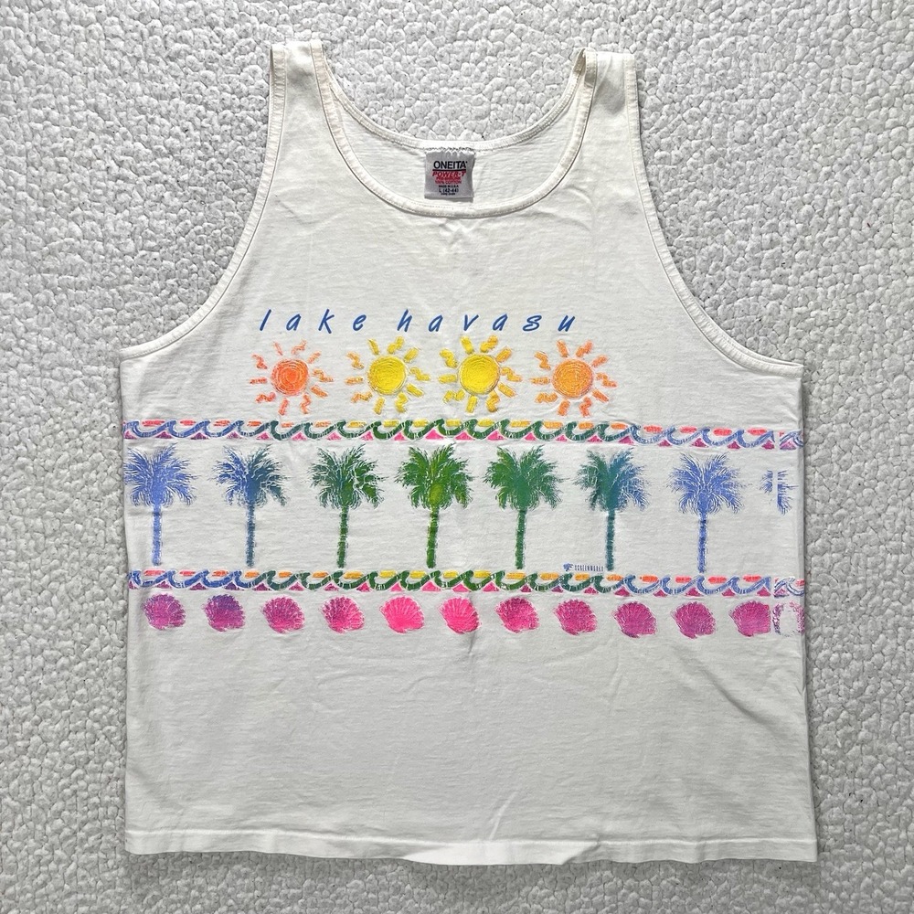 VTG 1991 Lake Havasu Tank Top Men's L 42-44 USA Oneita Power-T 90s